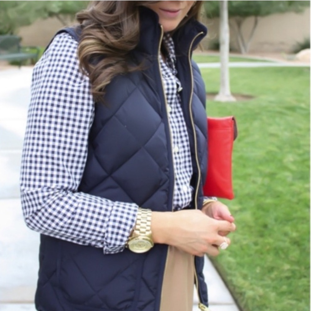 J.CREW Navy Quilted Puffer Zipper Vest